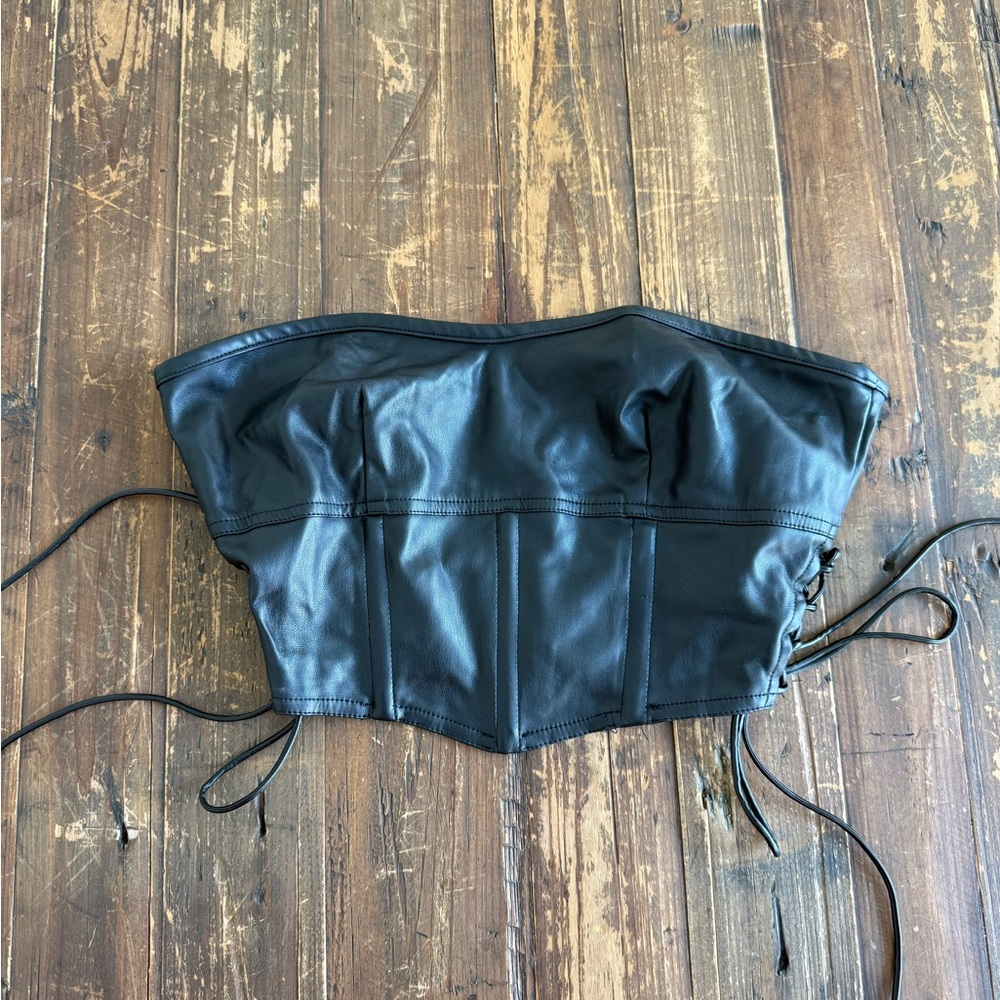 Black Leather Corset Top